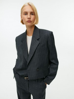 Blazer Arket Cropped Lână Blend Dama Gri Inchis | Romania-RLNS39516