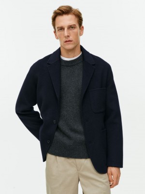 Blazer Arket Double-Face Lână Barbati Albastri Inchis | Romania-HVAE84150