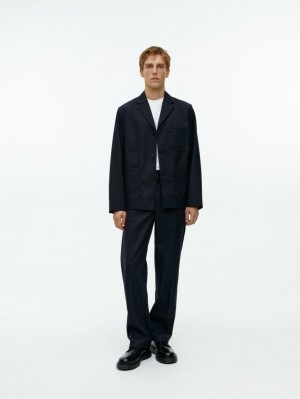 Blazer Arket Lână Twill Barbati Negrii | Romania-SUBM64190