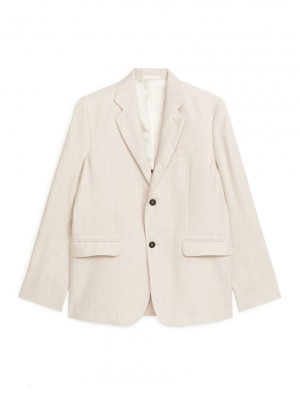 Blazer Arket Modern Hemp-Bumbac Barbati Bej Deschis | Romania-NDHK23581