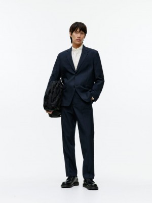 Blazer Arket Modern Hopsack Barbati Albastri Inchis | Romania-NDMO54796