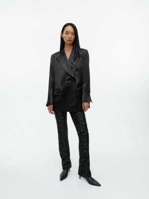 Blazer Arket Oversized Satin Dama Gri Inchis | Romania-QMKT38926