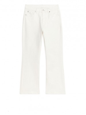 Blugi Arket FERN CROPPED Flared Stretch Dama Albi | Romania-LYTG79862