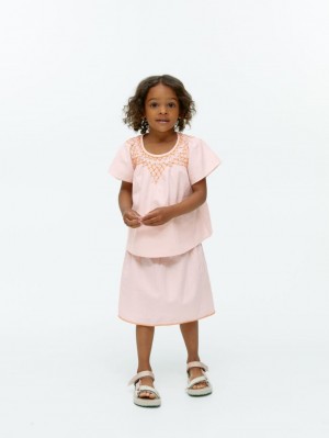 Bluza Arket Embroidered Linen Fete Roz | Romania-ISNV89412