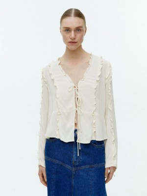 Bluza Arket Frill Dama Albi | Romania-ZOBM42068