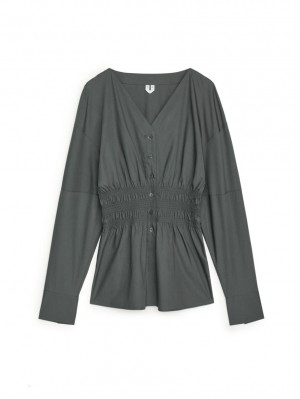 Bluza Arket Smock Talie Poplin Dama Gri Inchis | Romania-BKHZ37689