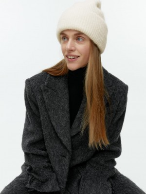 Caciula Arket Double-Fold Alpaca Merino Dama Albi | Romania-IZNV40293