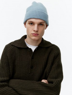 Caciula Arket Rib-Knit Lână Barbati Albastri | Romania-NHAT32569