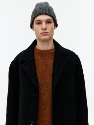 Caciula Arket Rib-Knit Lână Barbati Negrii | Romania-UHAN40789