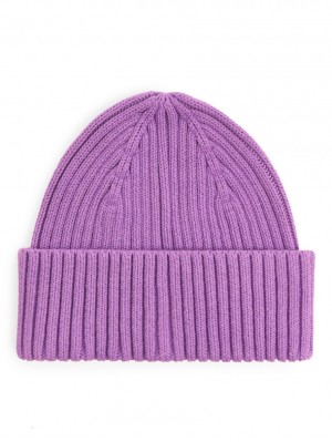 Caciula Arket Rib Knit Fete Violet | Romania-JMXH27836