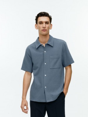Camasa Arket Bouclé Jersey Barbati Gri Albastri | Romania-GXIN90725