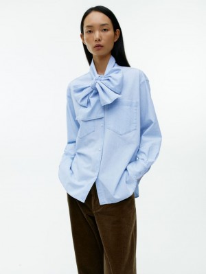 Camasa Arket Bow-Detail Chambray Dama Albastri Deschis | Romania-SUQM62904