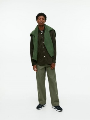 Camasa Arket Corduroy Bumbac Barbati Kaki Inchis Verzi | Romania-MJIG46752