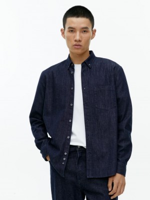 Camasa Arket Denim Barbati Albastri Inchis | Romania-CNPH84370