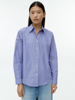 Camasa Arket Drept Cut Poplin Dama Albastri Albi | Romania-CKXS50916