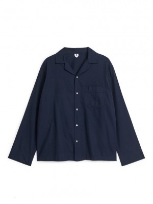 Camasa Arket Flannel Pyjama Barbati Albastri Inchis | Romania-QPYN81746