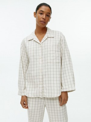 Camasa Arket Flannel Pyjama Dama Albi | Romania-CTFM39108