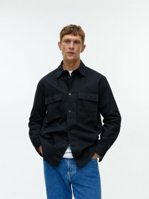 Camasa Arket Herringbone Workwear Barbati Albastri Inchis | Romania-KSDO59486