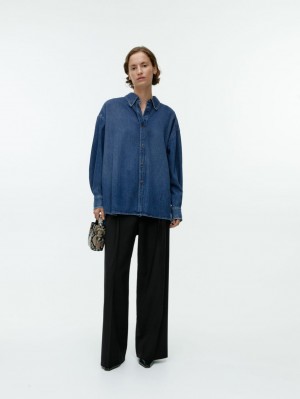 Camasa Arket Oversized Denim Dama Albastri Inchis | Romania-EJQX64318