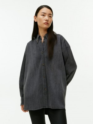 Camasa Arket Oversized Denim Dama Negrii | Romania-ICLY16742