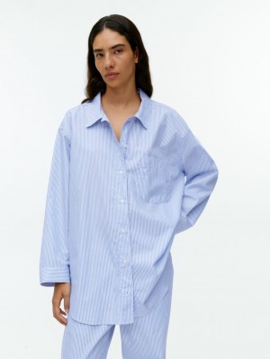 Camasa Arket Poplin Pyjama Dama Albastri Albi | Romania-XSHV98631
