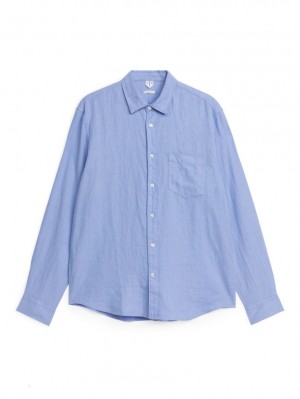 Camasa Arket Regular-Fit Linen Barbati Albastri Deschis | Romania-QGFS80721