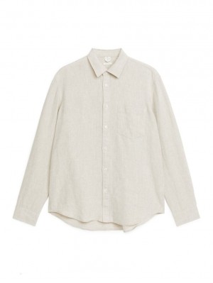 Camasa Arket Regular-Fit Linen Barbati Bej | Romania-OAQB14235