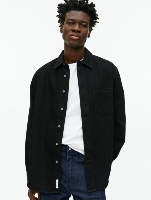 Camasa Arket Relaxed Denim Barbati Negrii | Romania-LSDJ98170