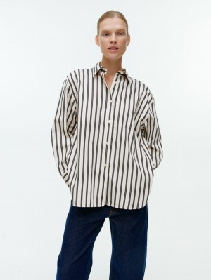 Camasa Arket Relaxed Poplin Dama Albi Negrii | Romania-LKTI58630