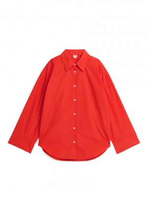 Camasa Arket Relaxed Poplin Dama Rosii | Romania-UKLF86275