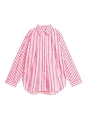 Camasa Arket Relaxed Poplin Dama Roz Albi | Romania-EQCK76893