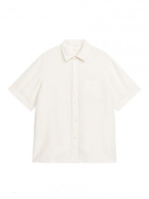 Camasa Arket Scurte-Sleeved Linen Barbati Albi | Romania-EYPF70261