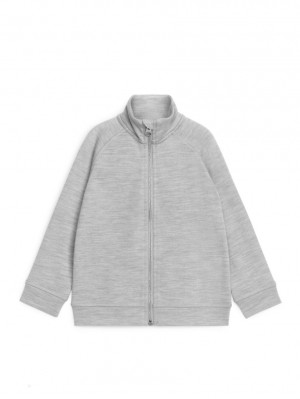 Cardigan Arket Merino Zip Baieti Gri | Romania-ZMWE38692