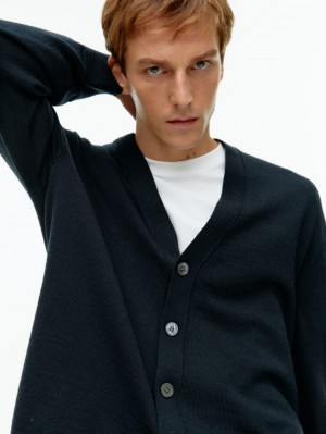 Cardigan Arket V-Neck Lână Barbati Negrii | Romania-BVSX78016