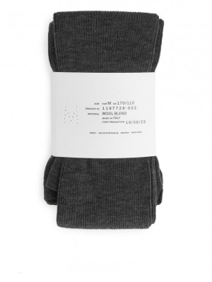 Colanti Arket Cu Nervuri Lână-Blend Dama Gri Inchis | Romania-VNAO64501