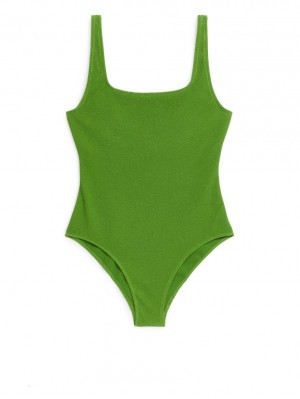 Costum de Baie Arket Crinkle Square Neck Dama Verzi | Romania-LYVX84207
