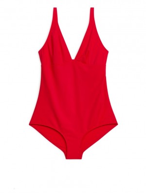 Costum de Baie Arket V-Neck Dama Rosii | Romania-ODLW62804