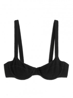 Costume De Baie Arket Crinkle Wired Bikini Top Dama Negrii | Romania-FVDY89014