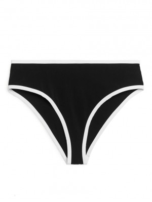 Costume De Baie Arket High Talie Bikini Bottom Dama Negrii Albi | Romania-GSNL76815
