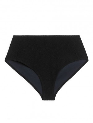 Costume De Baie Arket High Talie Textured Bikini Bottom Dama Negrii | Romania-BNEH09752