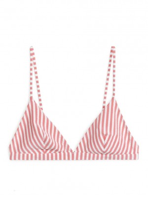 Costume De Baie Arket Seersucker Bikini Top Dama Rosii Albi | Romania-HMUY68790