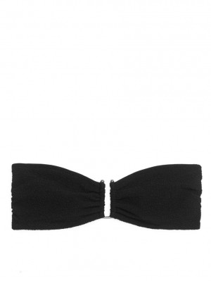 Costume De Baie Arket Textured Bandeau Bikini Top Dama Negrii | Romania-LQHD06125