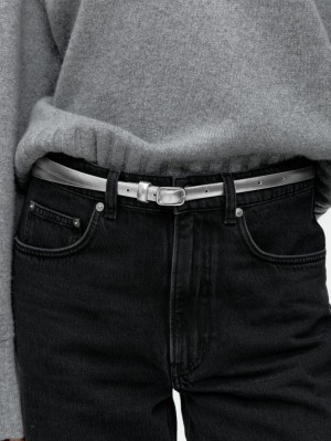 Curea Arket Slim Piele Dama Argintii | Romania-NXHF59027