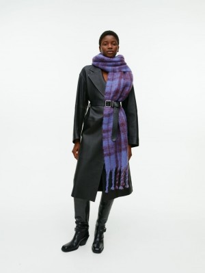 Esarfa Arket Tartan Lână Dama Albastri | Romania-FXJN29374