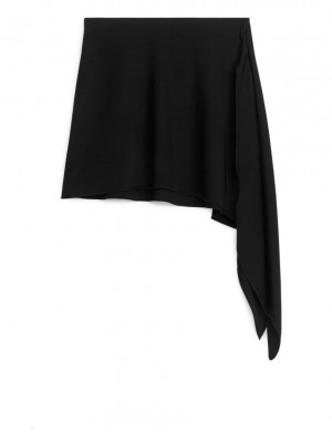 Fusta Arket Asymmetric Jersey Mini Dama Negrii | Romania-LPGH78069