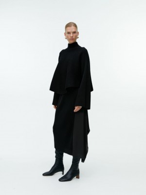 Fusta Arket Draped Lână Blend Dama Negrii | Romania-LZXE65341
