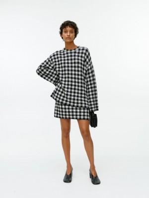 Fusta Arket Jacquard Knit Mini Dama Albi Negrii | Romania-PTJN05467