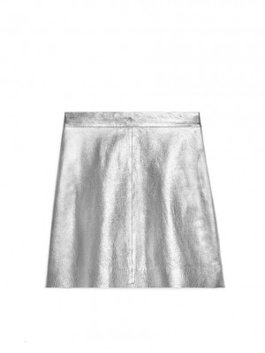 Fusta Arket Piele Mini Dama Argintii | Romania-MTSY26945