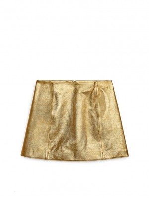 Fusta Arket Piele Mini Dama Aurii | Romania-RWHY52641