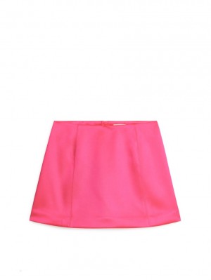 Fusta Arket Satin Mini Dama Roz | Romania-ANLQ96745